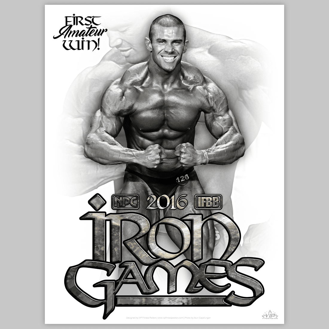 This one-of-a-kind fitness poster can be customized for any fitness competitor looking to celebrate their appearance in their Fitness Contest.